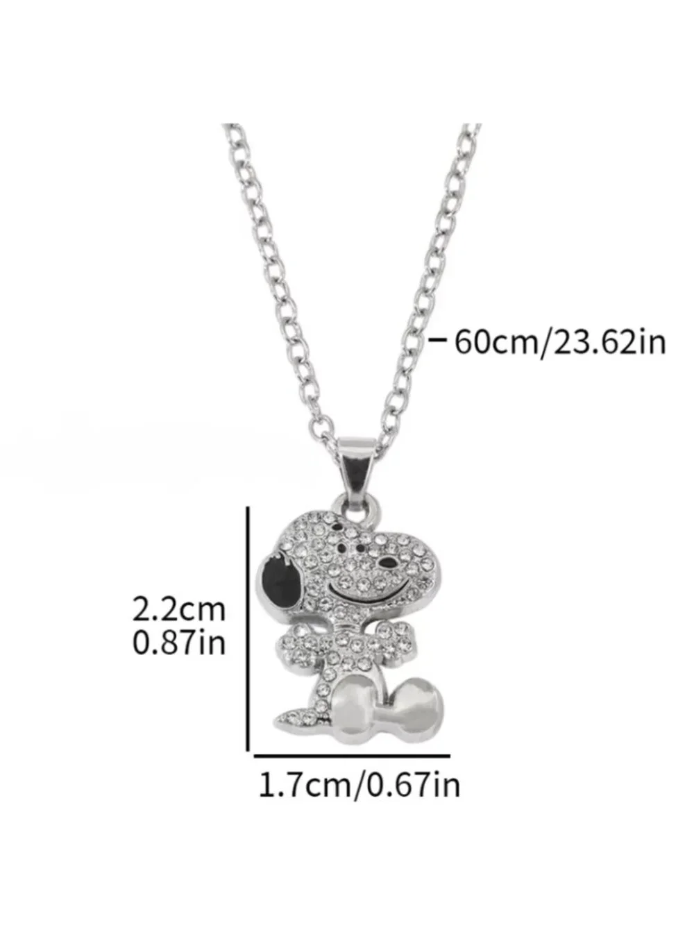 Snoopy Rhinestone Pendant Necklace Sparkling Cartoon Dog Clavicle Chain Cute